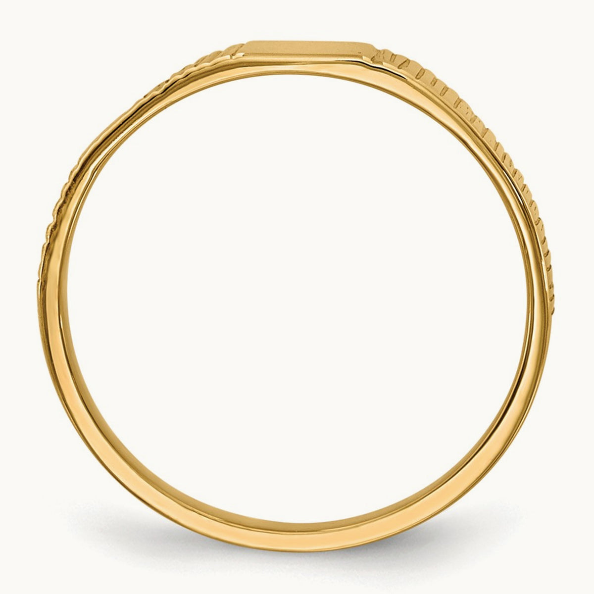 Polished & Ridged Baby Ring, 14K