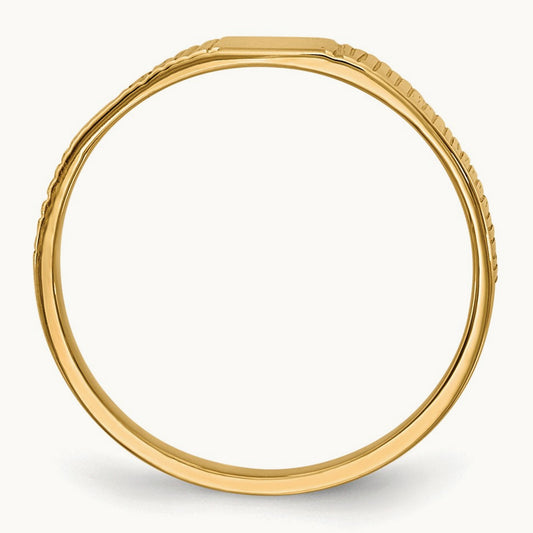 Polished & Ridged Baby Ring, 14K