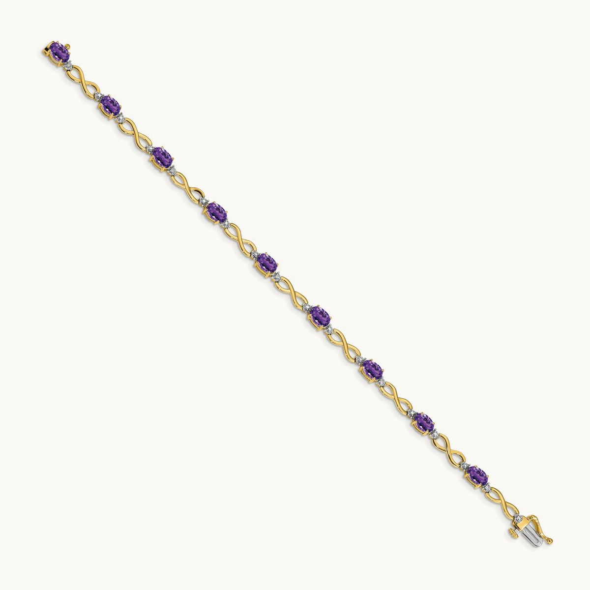 Amethyst and Diamond Infinity Bracelet — 14K Yellow Gold