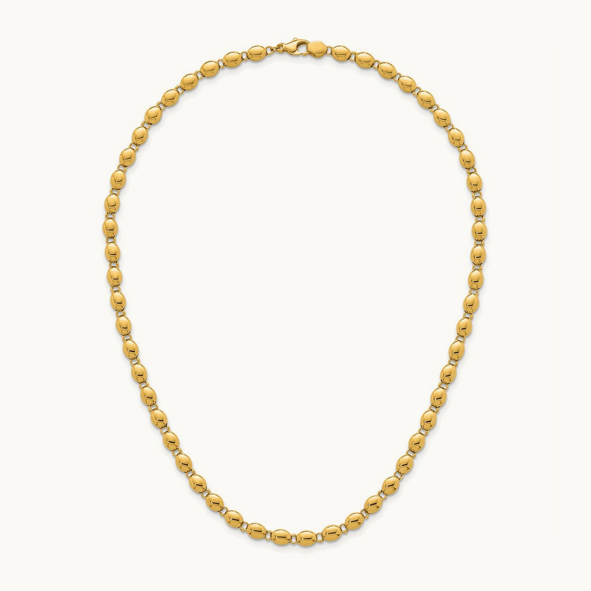 Polished Beaded Fancy Link Necklace, 5.25mm, 14K