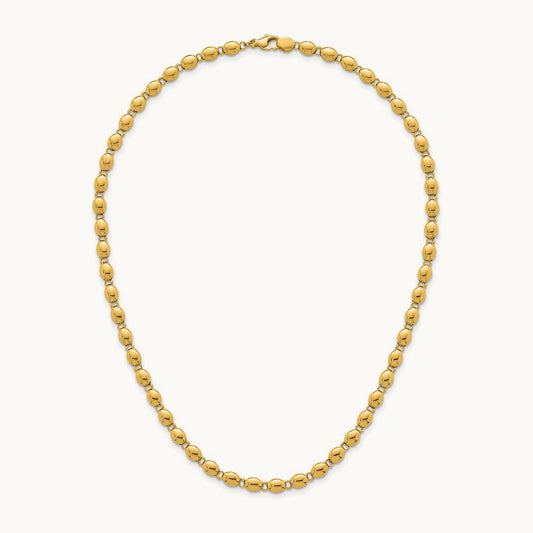 Polished Beaded Fancy Link Necklace, 5.25mm, 14K