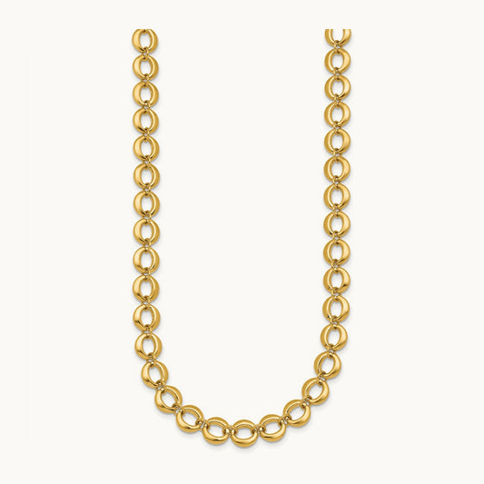 Polished Fancy Circle Link Necklace, 8mm, 14K