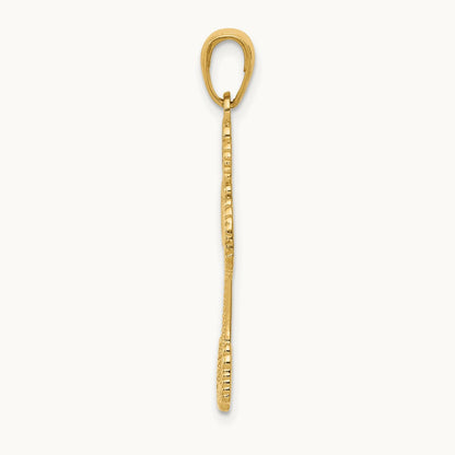 Beaded Cross with Heart Pendant, 14K