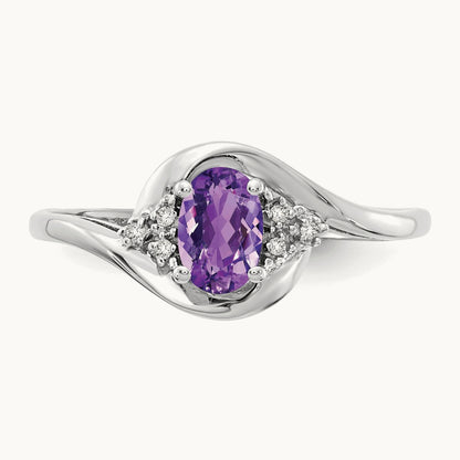 Amethyst and Diamond Ring, 14K White Gold