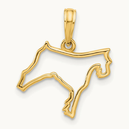 Polished Dog Outline Pendant, 14K