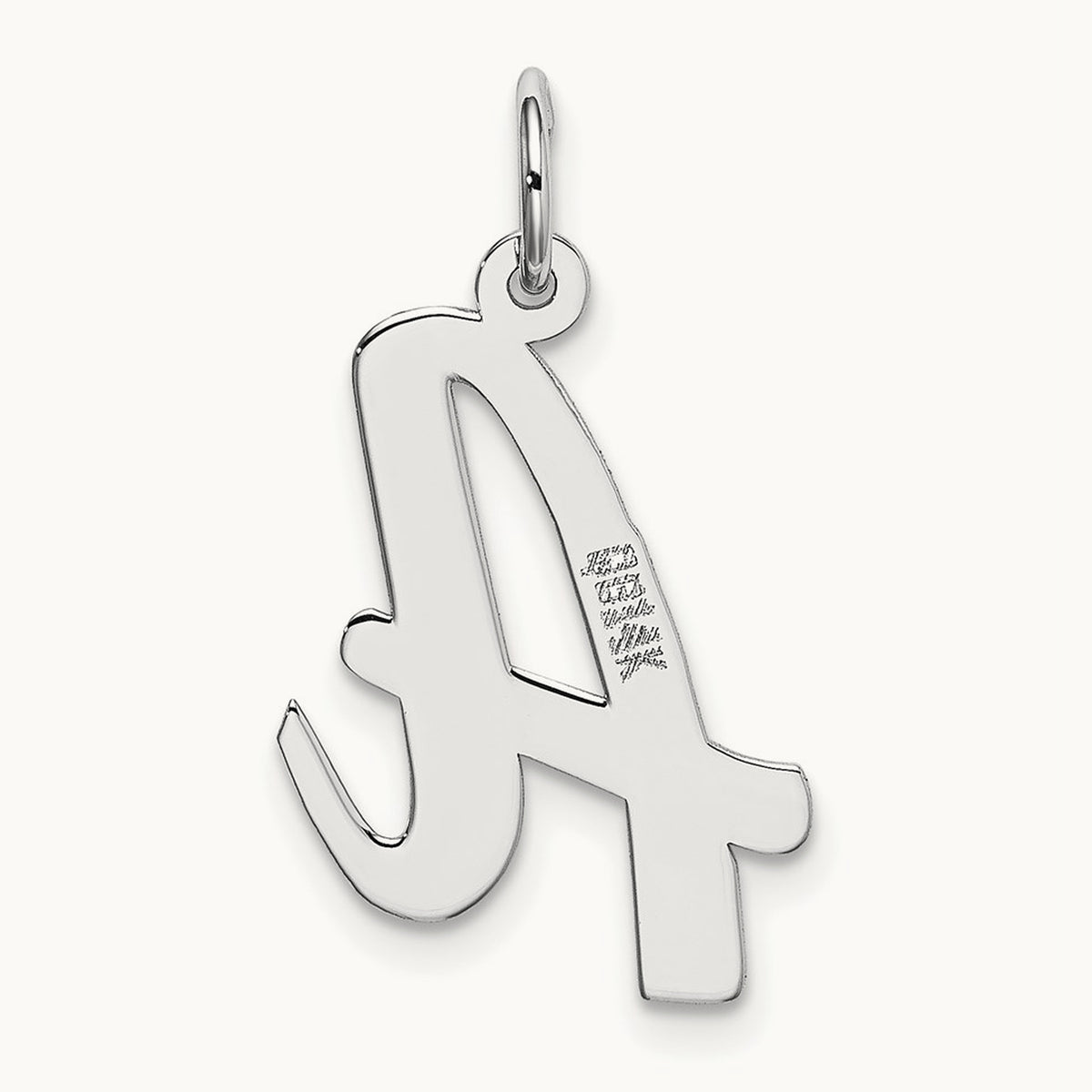 Large Script Initial Charm — 14K White Gold, A