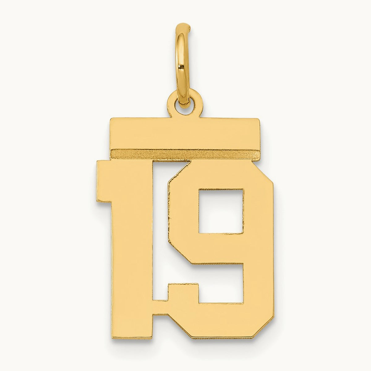 Small Polished Number 19 Charm, 14K