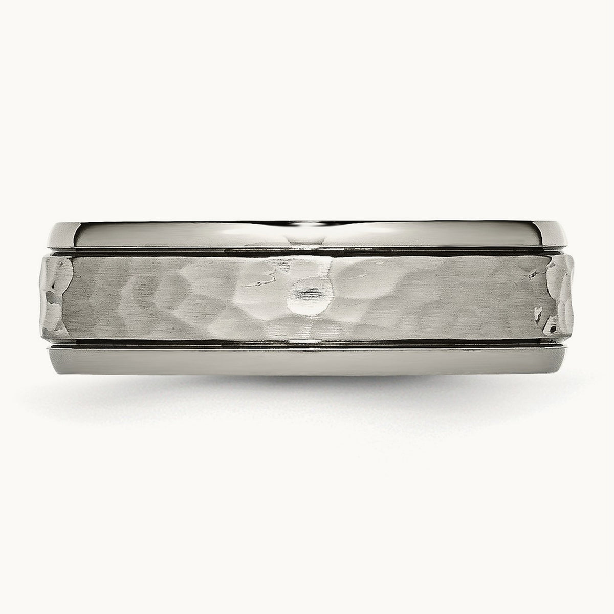 Polished and Hammered Grooved Edge Band — 6
