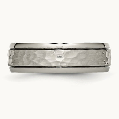 Polished and Hammered Grooved Edge Band — 6