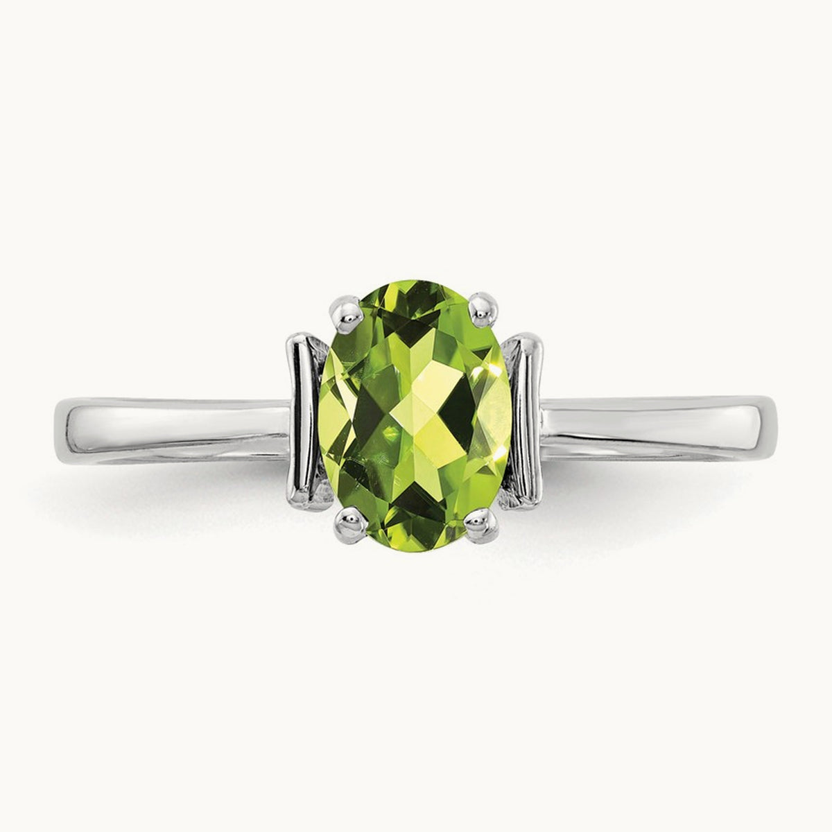 7x5mm Oval Peridot ring, 14K White Gold