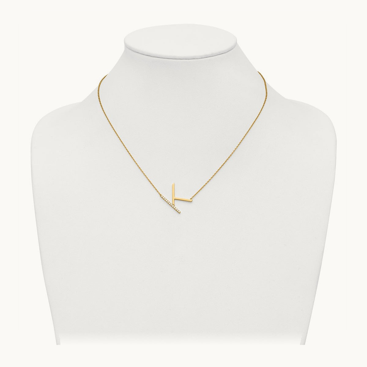 Sideways Diamond Necklace — 14K Yellow Gold, K