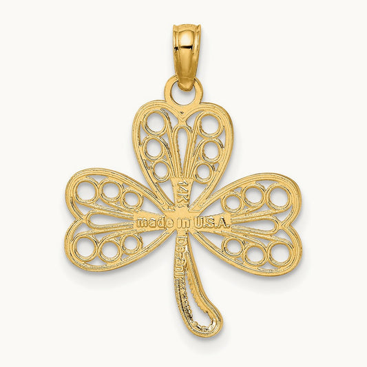 Filigree 3-Leaf Clover Charm, 14K