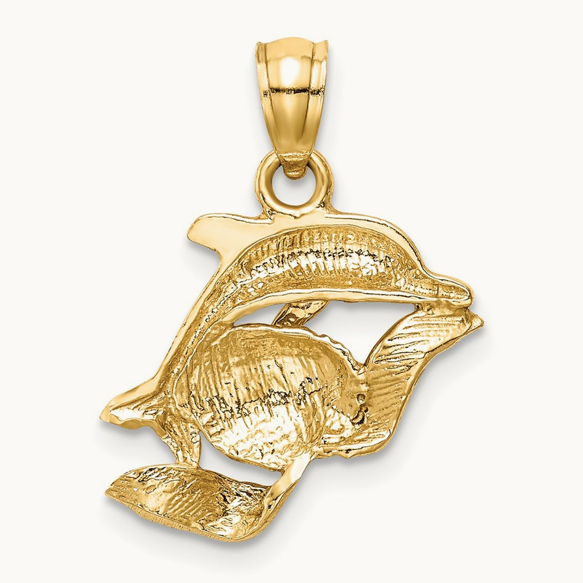 Dolphin Pair Pendant — 14K Yellow Gold