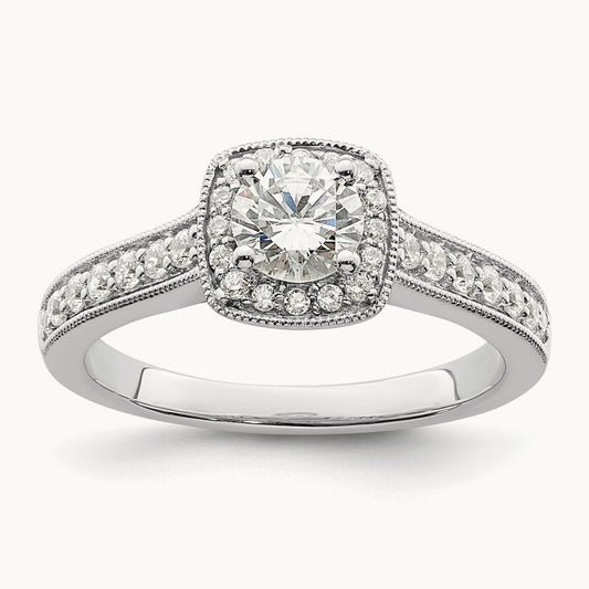Halo Round Semi-Mount Engagement Ring, 0.50 ct tw