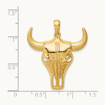 Steer Skull Pendant, 14K