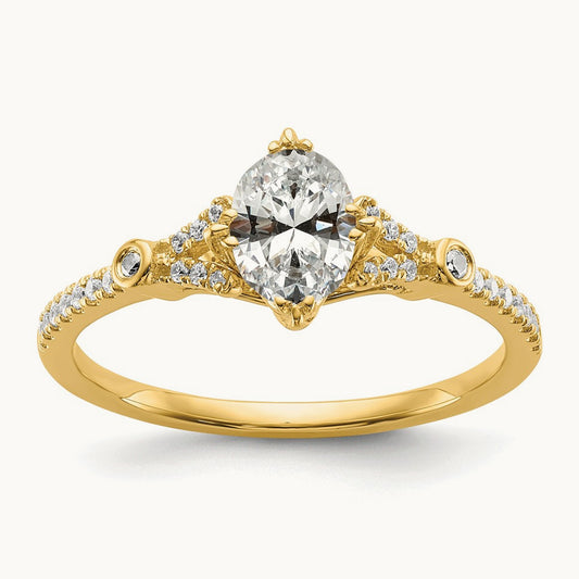 1ct Oval Semi-Mount Engagement Dia Ring, 14K Gold