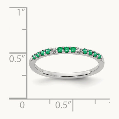 Diamond and Emerald Band, 14K White Gold