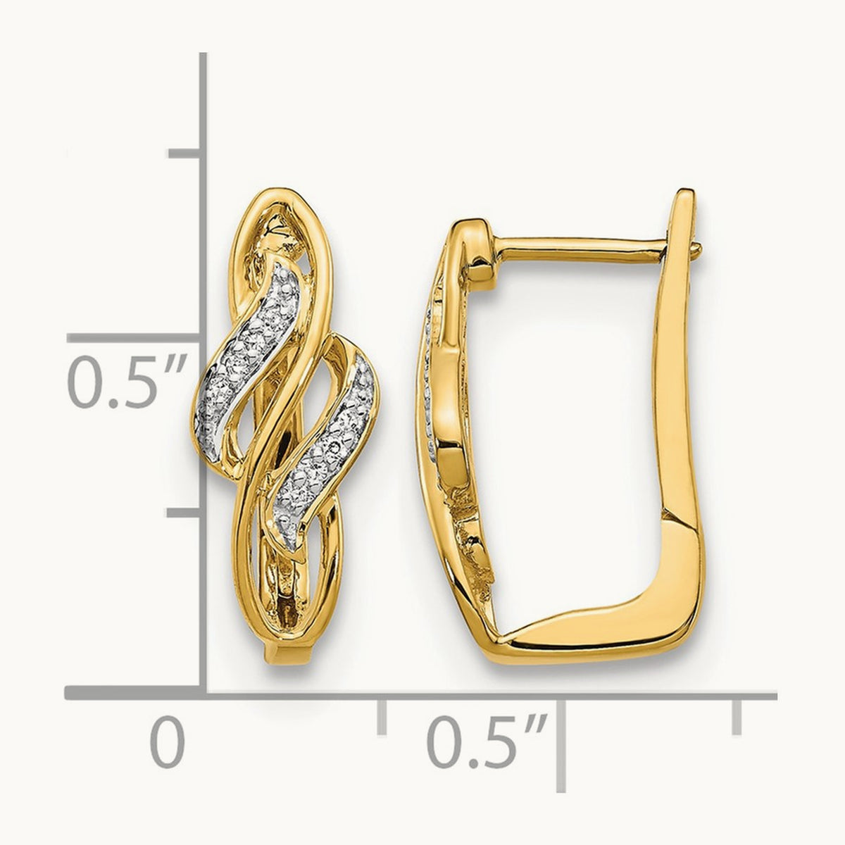 Diamond Hinged Hoop Earrings, 14K