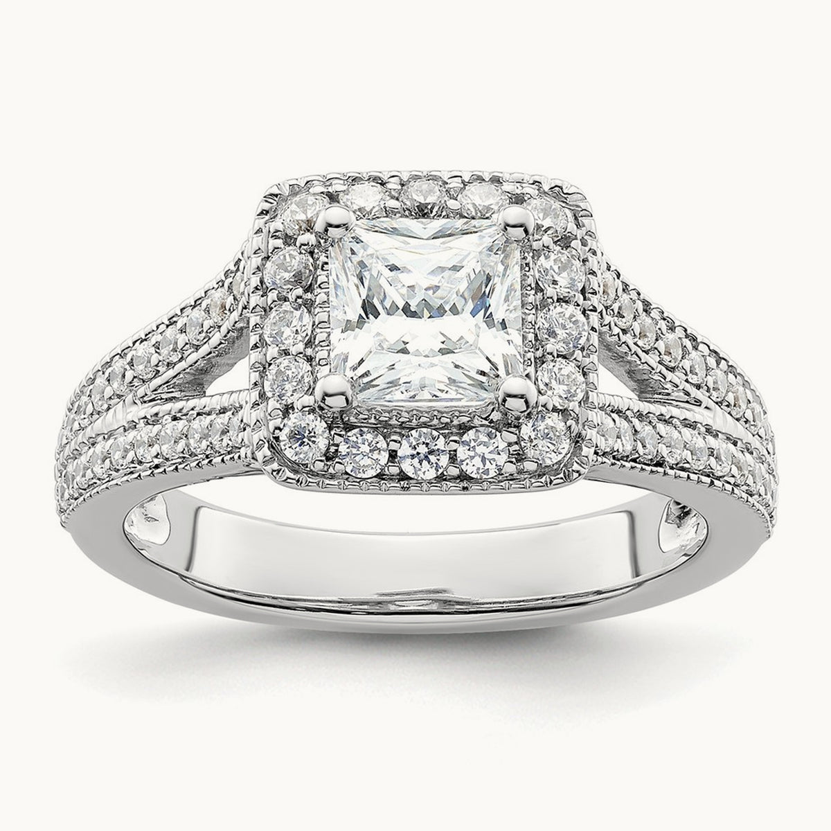 Princess Semi-Mount Halo Engagement Ring — 1/2 ct, 7