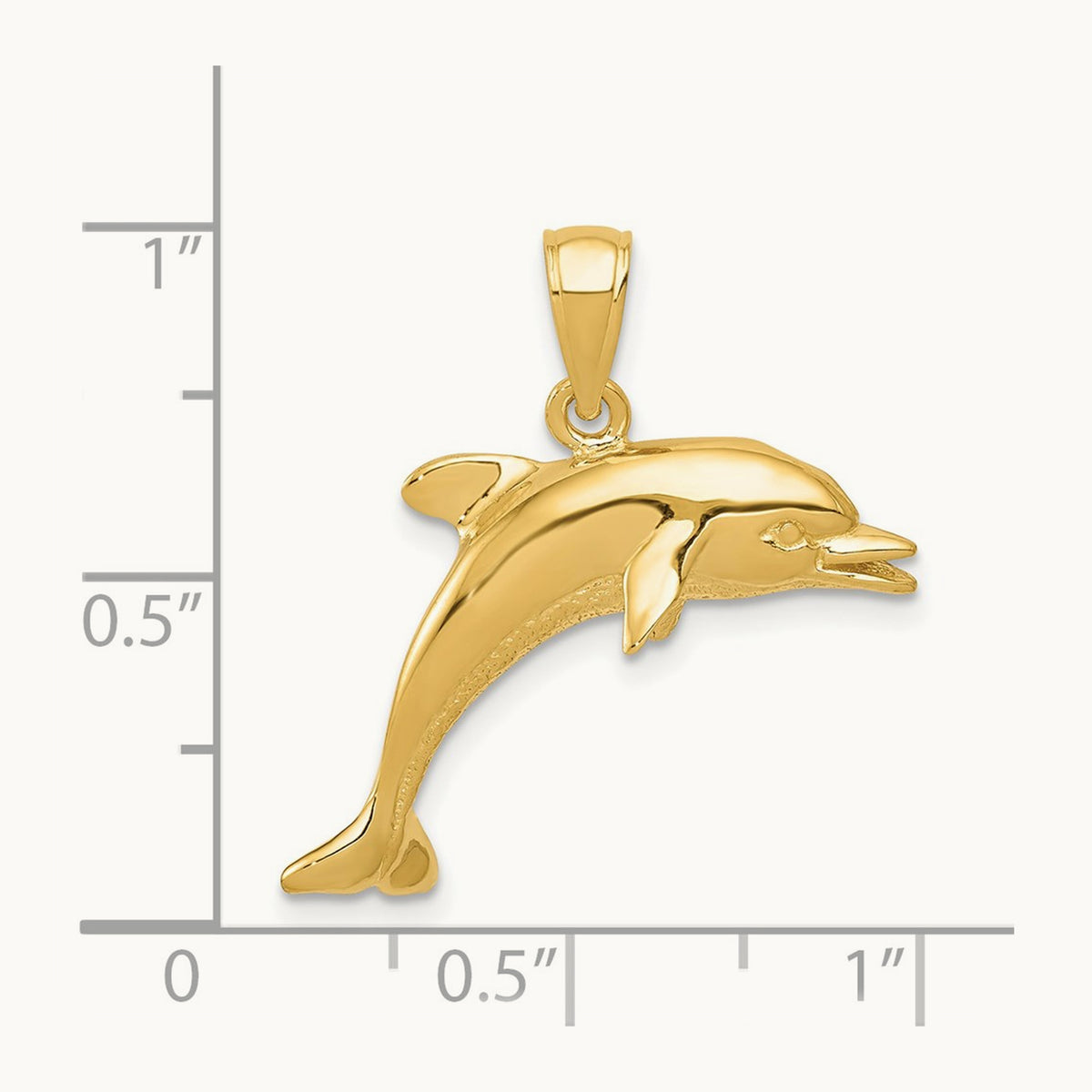 Jumping Dolphin Pendant — 14K Yellow Gold, 25mm