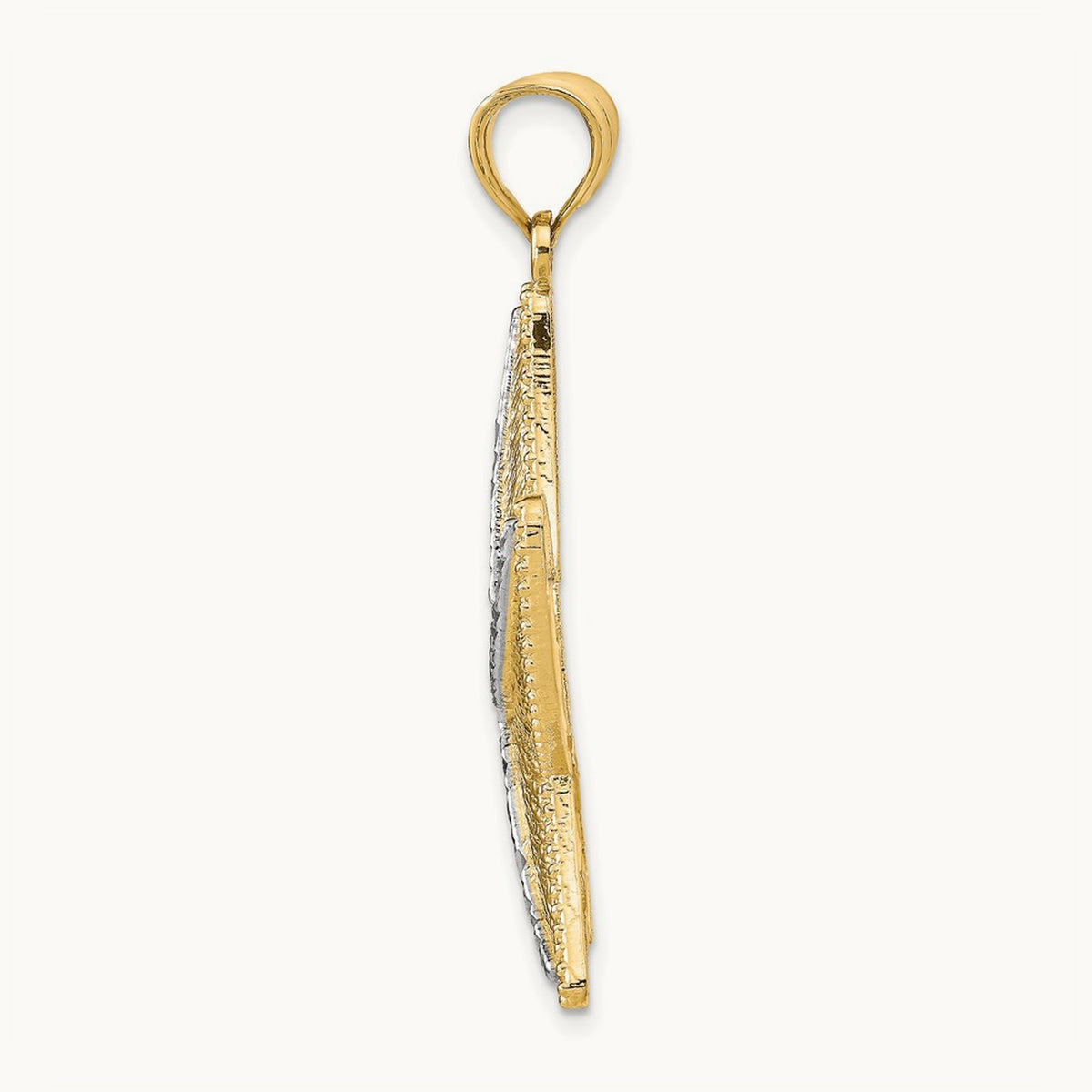 Diamond-Cut Textured Starfish Pendant, 14K with Rhodium