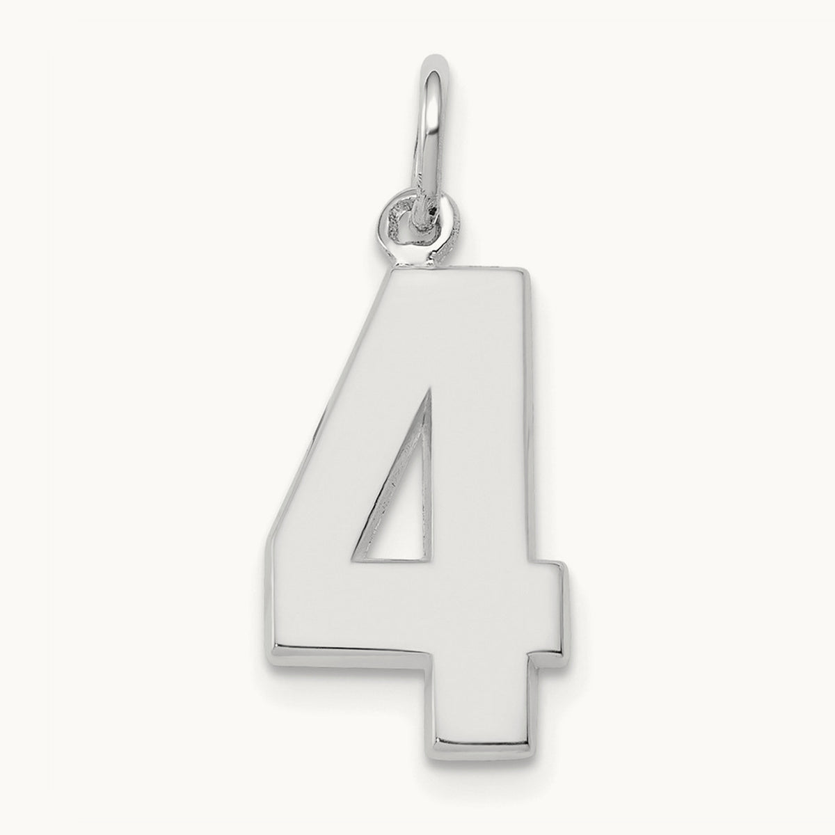 Medium Polished Number 4 Charm — 14K White Gold
