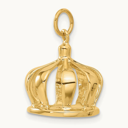 3D Crown Charm, 14K