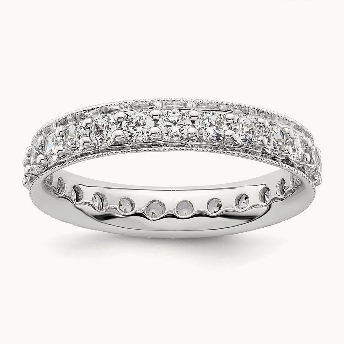 Polished Vintage Diamond Eternity Band, 1.00 ct tw — 14K White Gold