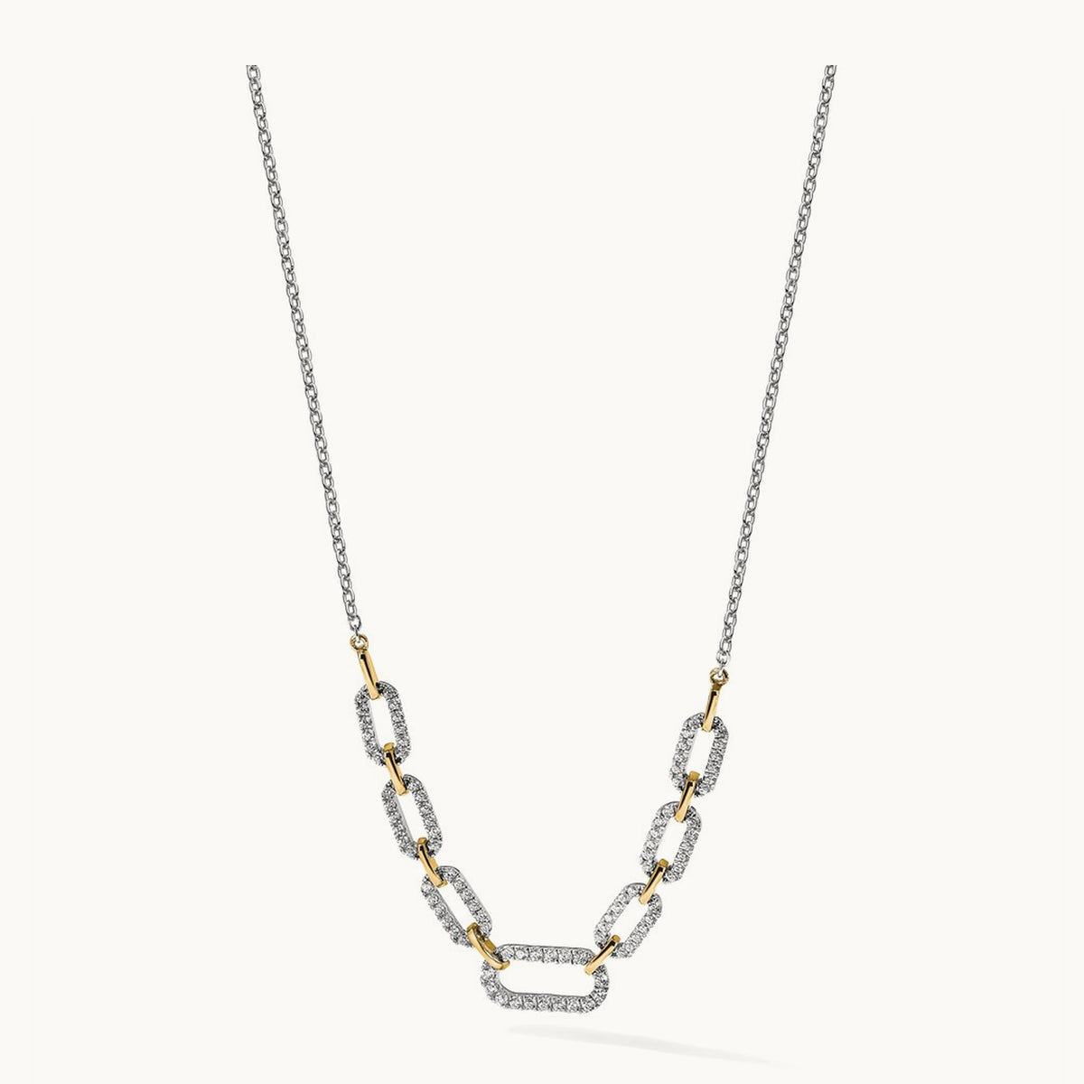Fashion Link Necklace, 1.00 ct tw Lab-Grown Diamond — 14K Two-Tone