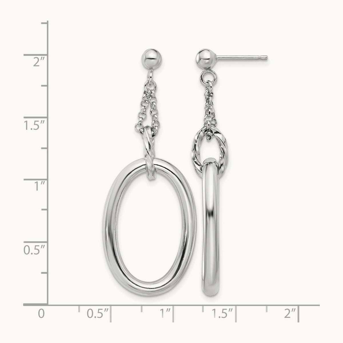 Rh-plated Oval Post Dangle Earrings, Sterling Silver — Leslie's