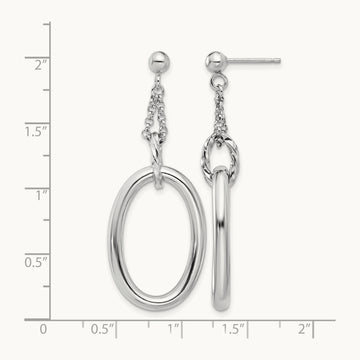Rh-plated Oval Post Dangle Earrings, Sterling Silver — Leslie's