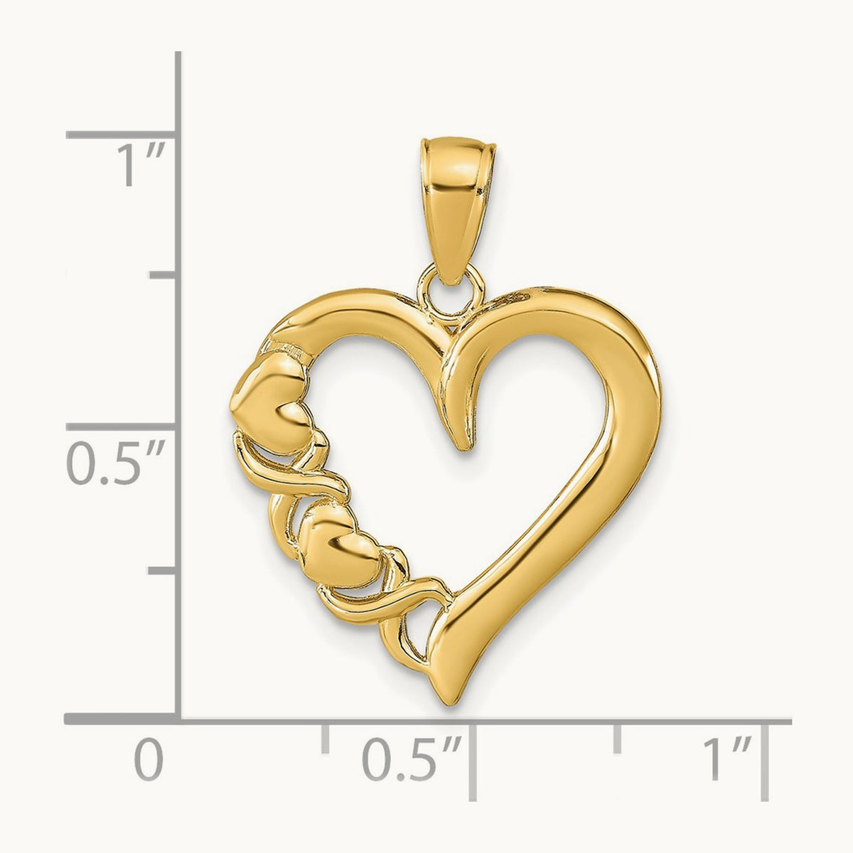 Polished Heart and -X- Pendant — 14K Yellow Gold