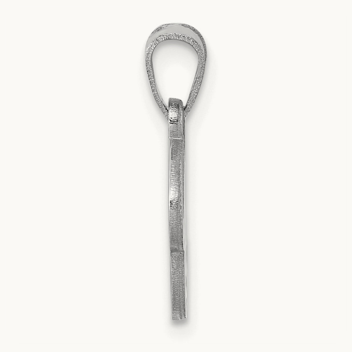 White Gold Script Letter C Initial Pendant, 14K White Gold