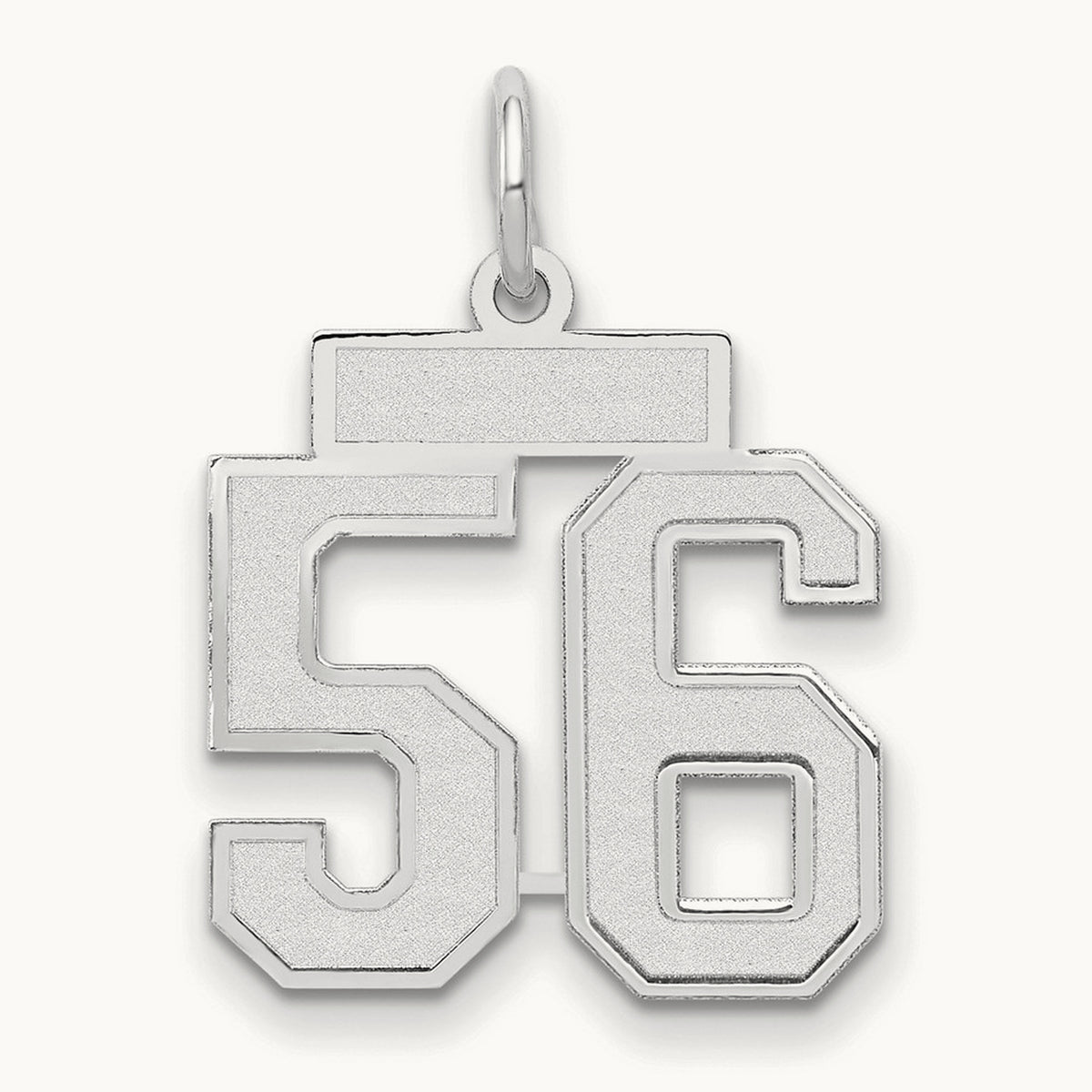 Small Satin Number 56 Charm, 14K White Gold