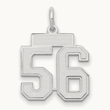 Small Satin Number 56 Charm, 14K White Gold