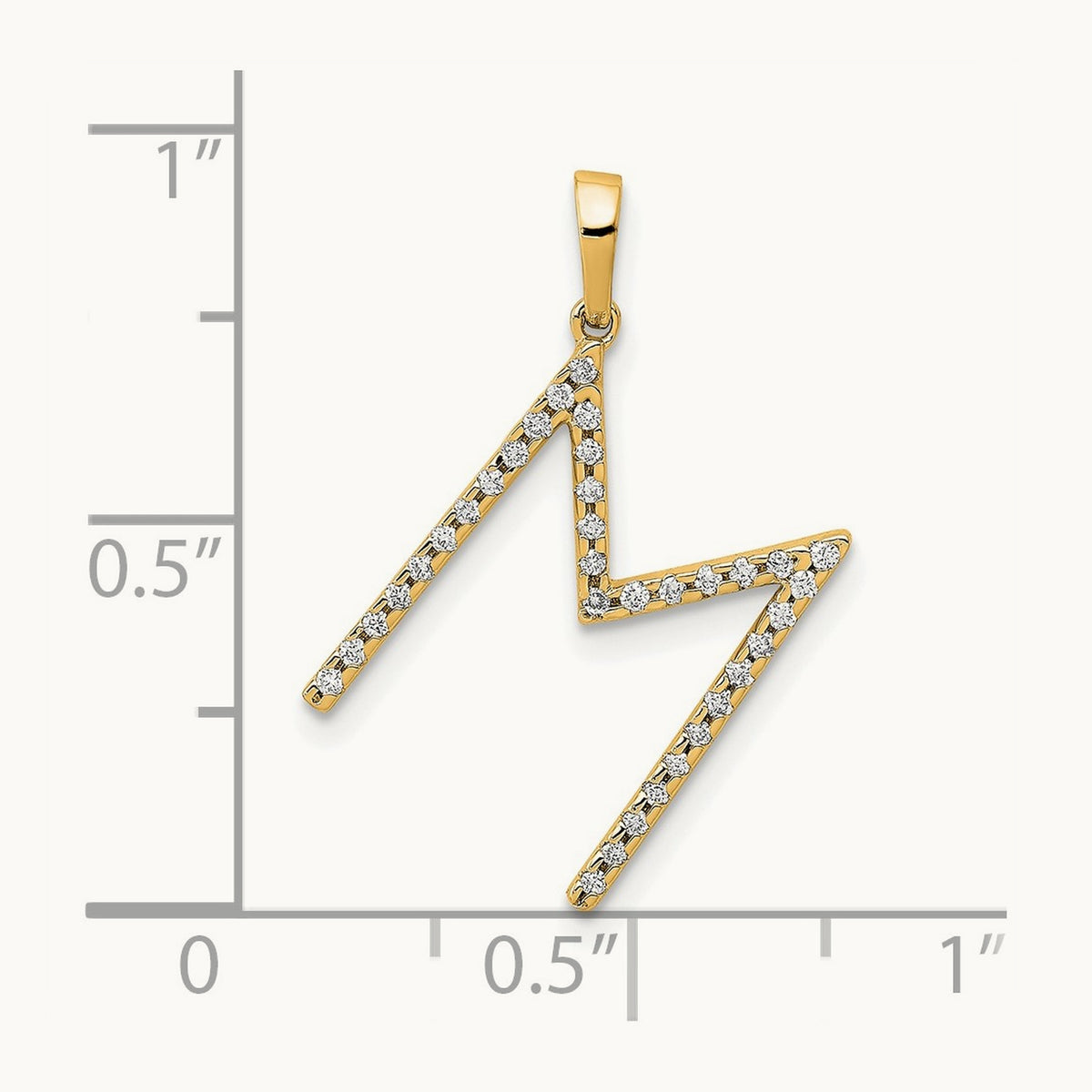 Diamond Letter M Initial Pendant, 14K