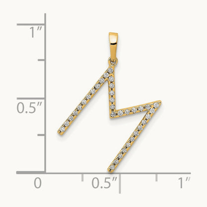 Diamond Letter M Initial Pendant, 14K