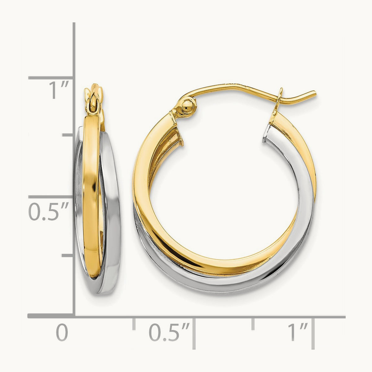 Polished Hinged Hoop Earrings, 10K Two-tone — Leslie's