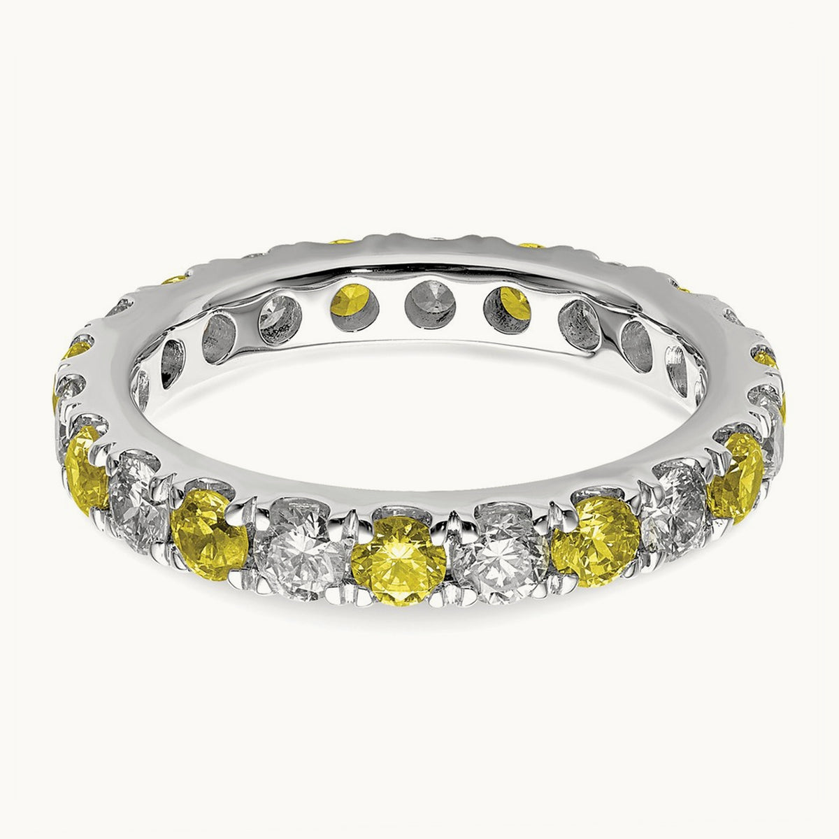 Created Yellow Sapphire Eternity Band — 14K White Gold, 3.25 mm