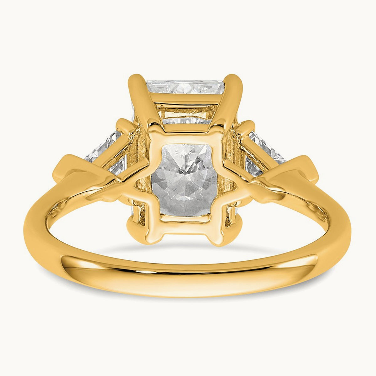 Radiant & Triangle Engagement Ring, 1.25-3.50 ct tw Lab-Grown Diamond — 3 1/8 ct, 14K Yellow Gold