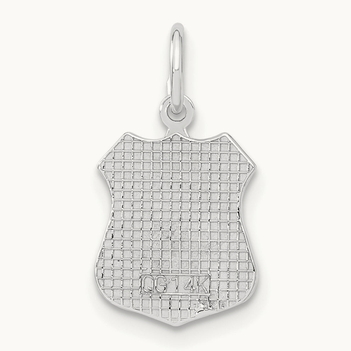 Police Badge Charm — 14K White Gold