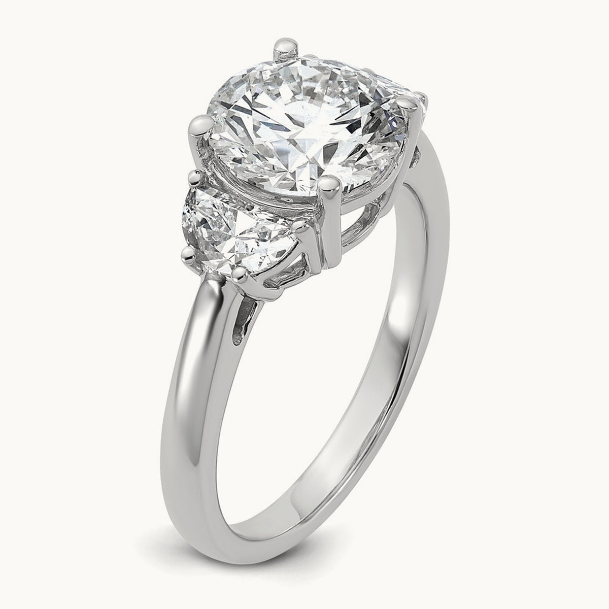 Round 3 Stone Engagement Ring, 1.25-4.00 ct tw Lab-Grown Diamond — 3 1/8 ct, 14K White Gold