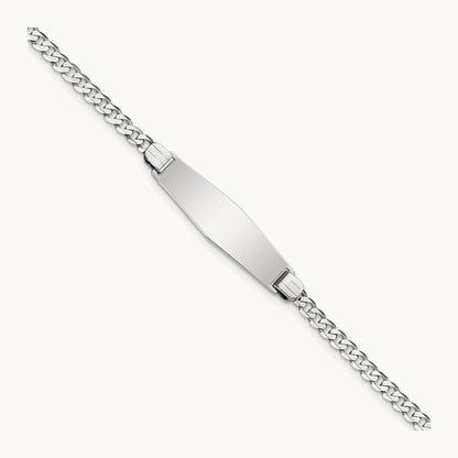 WG Flat Curb Link Soft Diamond Shape ID Bracelet, 14K