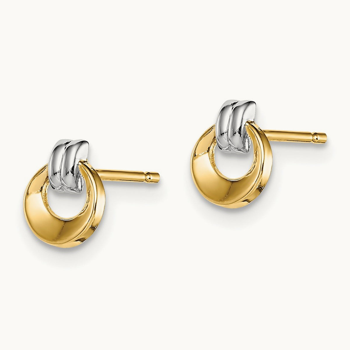 w/Rhodium Madi K Circle Post Earrings, 14K