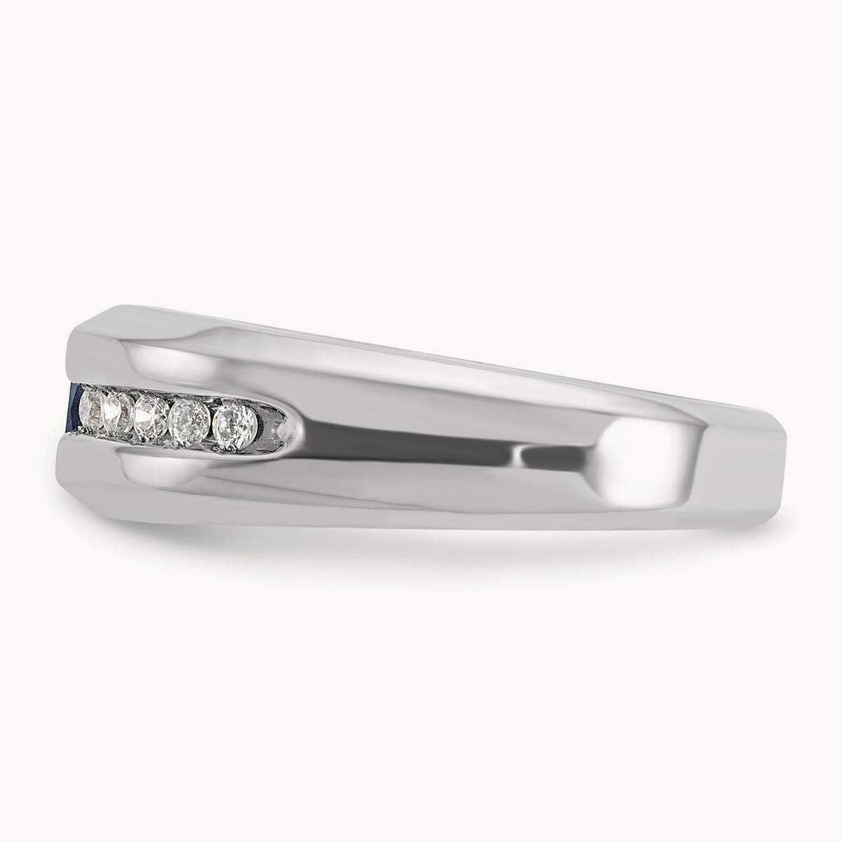 IBGoodman Men's Polished Lab Created Sapphire & Diamond Ring, 14K White Gold