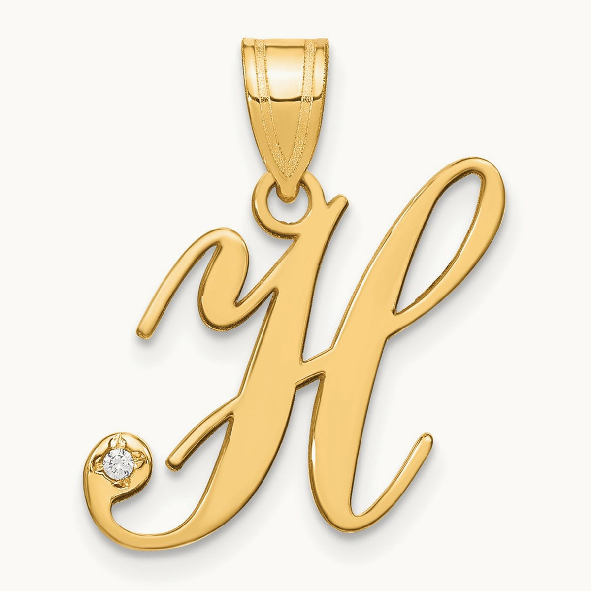 Script Initial Pendant with Diamond — H