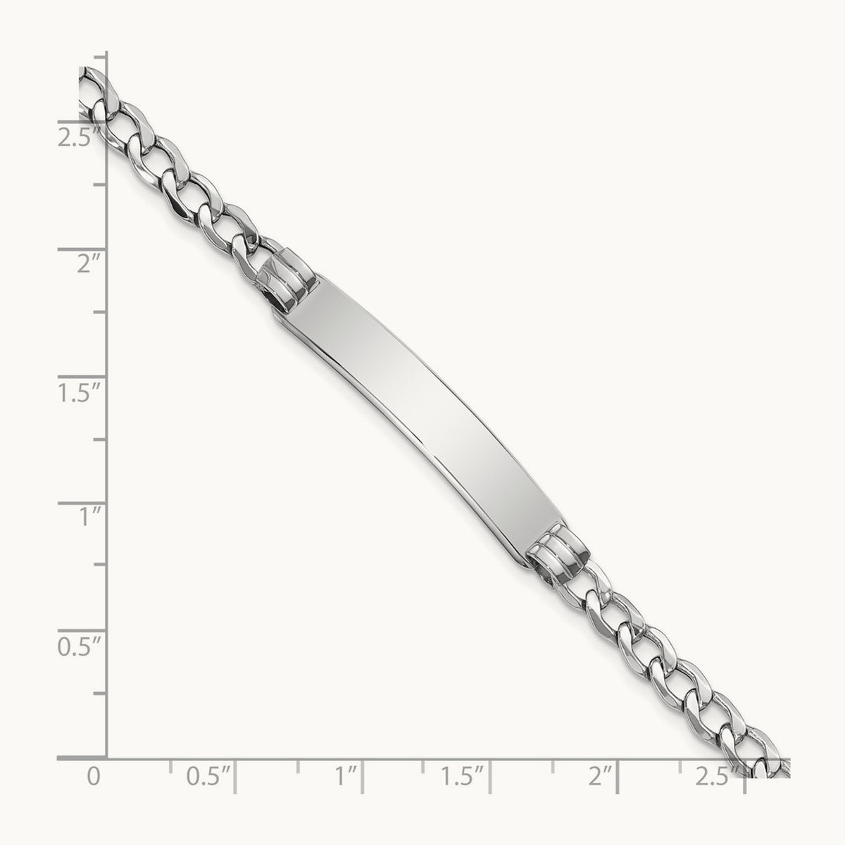 WG Polished Semi-Solid Cuban ID Bracelet, 14K
