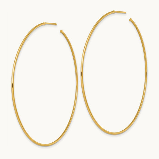1.2 x Polished Post Hoop Earrings, 65mm, 14K