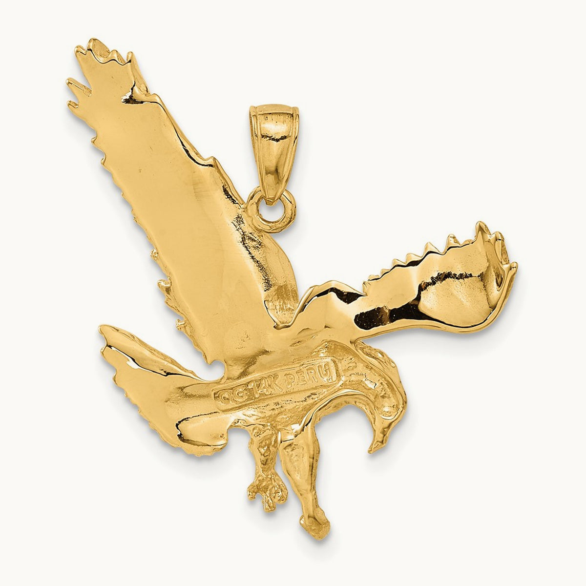 Textured Eagle Landing Pendant, 14K