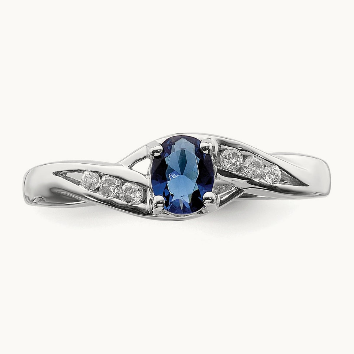 Oval Sapphire Diamond Ring, 14K White Gold